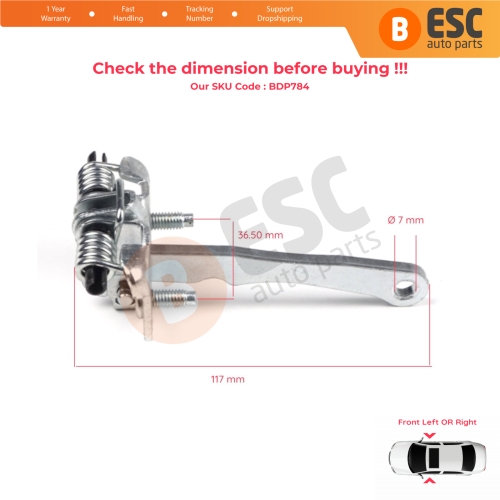 Front Door Hinge Stop Check Strap Limiter 9181.73 for Peugeot 306 1993-2002