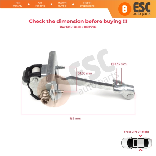 Rear Door Hinge Stop Check Strap Limiter 9181.N3 for Peugeot 308 MK1 4/5 Door 2007-2013