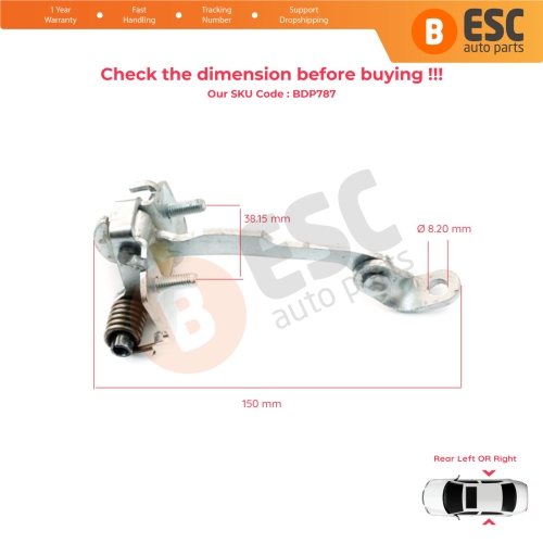 Rear Door Hinge Stop Check Strap Limiter 9181.L9 for Citroen C3 MK1 MK2 2002-2016