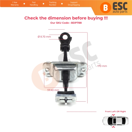 Front Door Hinge Stop Check Strap Limiter 79380 2L000 for Hyundai I30 MK1