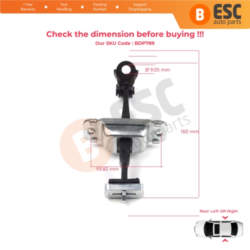 Rear Door Hinge Stop Check Strap Limiter 794802L000 for Hyundai I30 MK1 FD 2006-2012