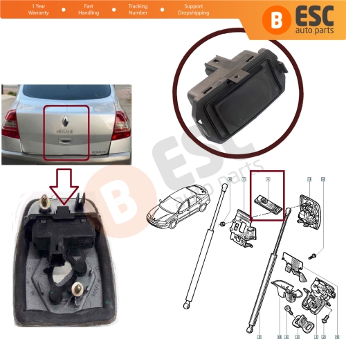 Tailgate Boot Lock Switch Release Button 98091103 for Renault Megane 2 Laguna 2