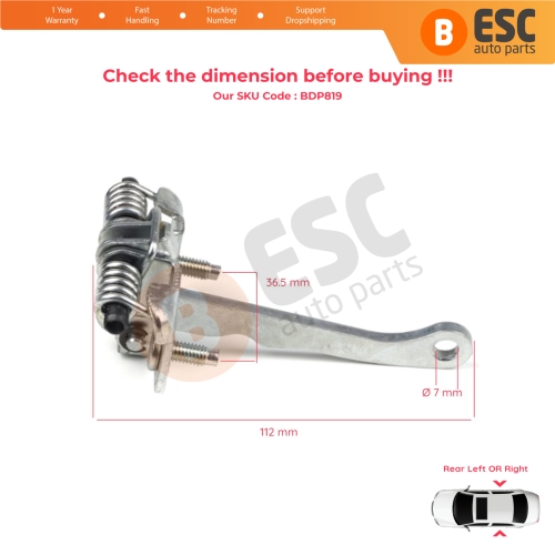 Rear Door Hinge Stop Check Strap Limiter 9181.72 for Peugeot 306 1993-2002