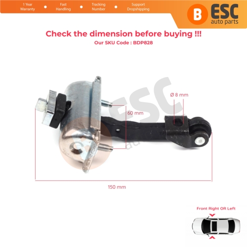 Front Door Hinge Stop Check Strap Limiter 1933703 for Ford Transit Custom V362 MK1 2012-2023 Tourneo