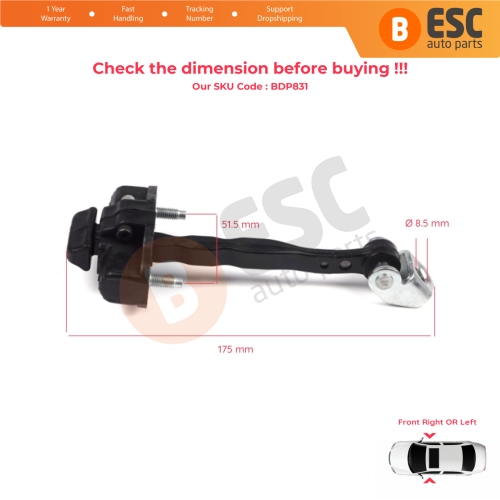 Front Door Hinge Stop Check Strap Limiter ET76A23500ABN for Ford Transit Courier Tourneo MK1