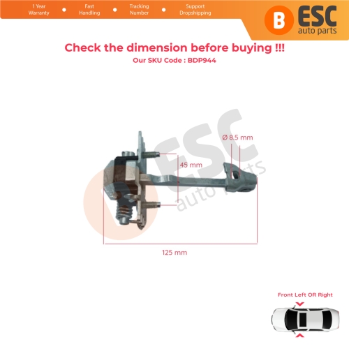 Front Door Hinge Stop Check Strap 9181K9 for Fiat Scudo Citroen Jumpy Dispatch Peugeot Expert Tepee MK2 2007-2016 