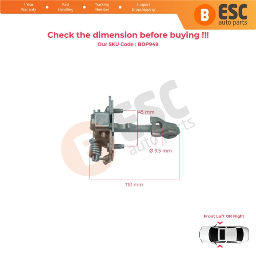 Front Door Hinge Stop Check Strap 8200597523 for Renault Master MK2 Opel Movano A Interstar 1998-2010