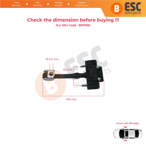 Front Door Hinge Stop Check Strap Limiter 9686658480 for Peugeot 508 MK1 2010-2018