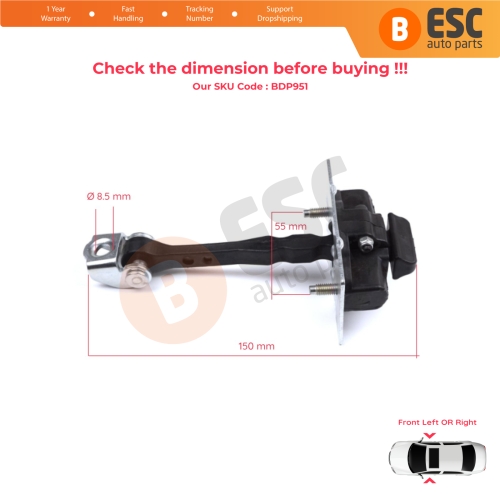 Front Door Hinge Stop Check Strap Limiter 9677466980 for Peugeot 308 MK2 4/5 Door 2013-2021