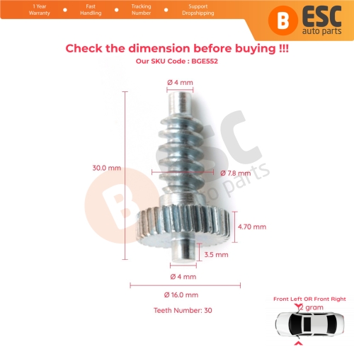 Side Mirror Repair Gear for Hyundai I20 I30 Chevrolet Captiva 30 Teeth