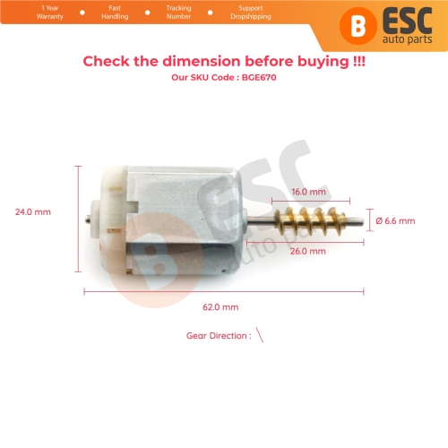 Door Central Lock Actuator Motor Gear for Mercedes Benz Vito W448 V260 V250