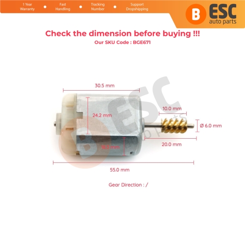 Door Central Control Lock Actuator FC280 Motor Gear 20 mm Shaft for Peugeot Citroen