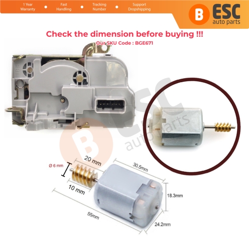 Door Central Control Lock Actuator FC280 Motor Gear 20 mm Shaft for Peugeot Citroen