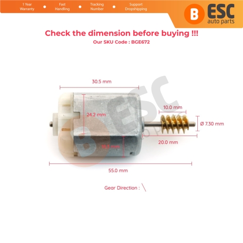 Door Central Control Lock Actuator FC280 Motor 7.30 mm Dia Gear 20 mm Shaft for Peugeot 207