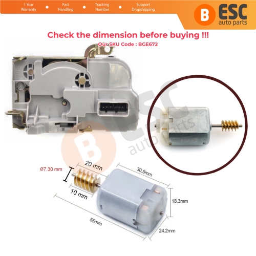 Door Central Control Lock Actuator FC280 Motor 7.30 mm Dia Gear 20 mm Shaft for Peugeot 207