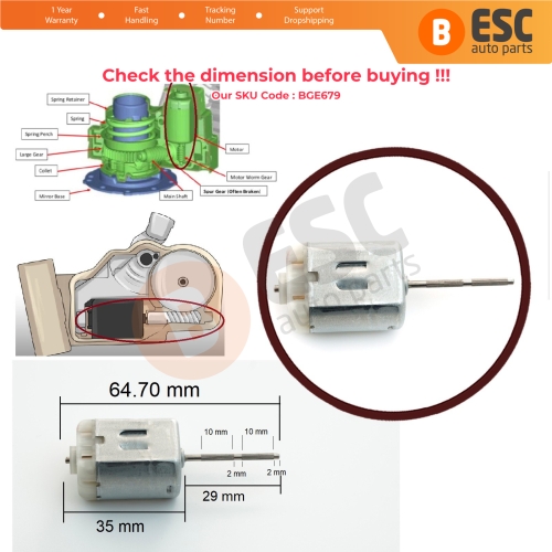 FC 280 12V DC 29 mm Ribbed Spindle Shaft Axle Motor for Car Door Lock Fuel Cap Actuator Folding Mirror Repair