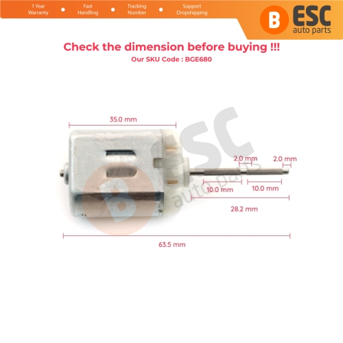 FC 280 12V DC 28.20 mm Ribbed Spindle Shaft Axle Motor for Car Door Lock Fuel Cap Actuator Folding Mirror Repair