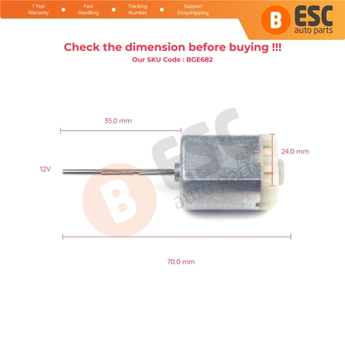 FC 280 12V DC 35 mm Ribbed Spindle Shaft Axle Motor for Car Door Lock Fuel Cap Actuator Folding Mirror Repair