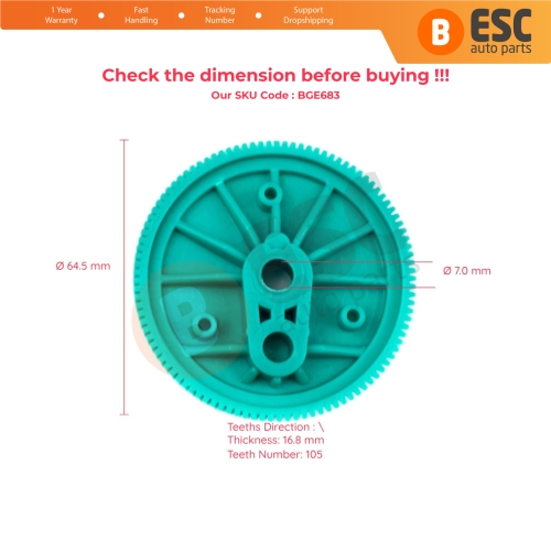 Rear Windshield Wiper Motor Repair Gear 64.5 mm Diameter Teeth 105 for Ford Transit Tourneo Connect MK1