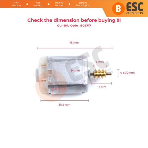 Car Door Lock Actuator FC280 12V DC Motor Total 48 mm Shaft 13 mm 1020528 3K4437 for Chevrolet Opel Buick Vauxhall Cadillac 