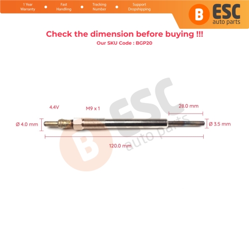 1 Piece Heater Glow Plugs GX2119 1826357 GE112 100266031 for Opel 1.3 CDTI