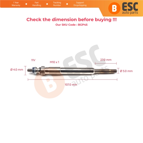 1 Piece Heater Glow Plugs GX107 100226344 for Fiat Citroen Peugeot Suzuki 2.0 2.2 D