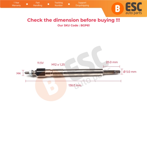 1 Piece Heater Glow Plugs GJ24IS 0100226520 for Isuzu Opel Vauxhall 2.5 2.8 D