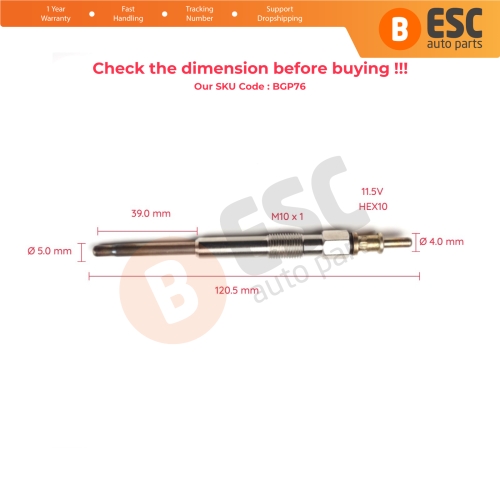 1 Piece Heater Glow Plug 11.5 Volt A6601590001 for Smart 0.8 CDI