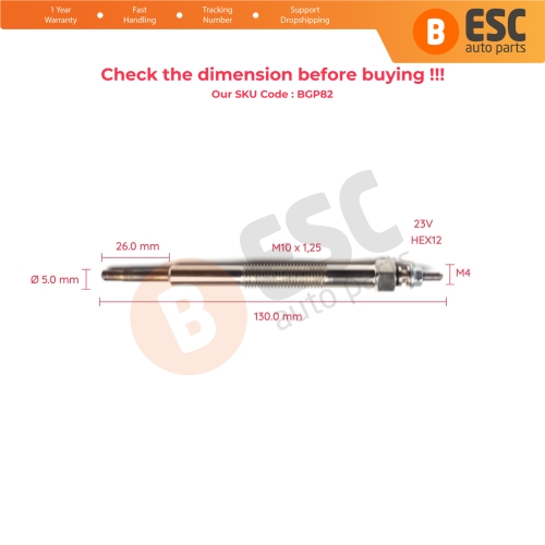 1 Piece Heater Glow Plug 23 Volt ME017009 for Mitsubishi Canter Rosa 4D30