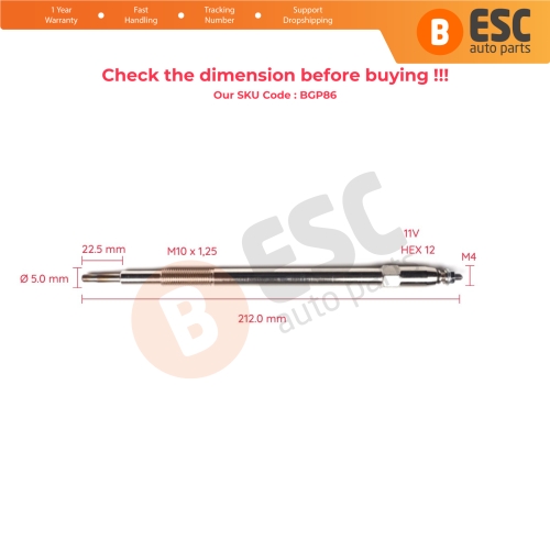 1 Piece Heater Glow Plug 11 Volt 11065 2W202 7701058142 for Nissan Renault Master