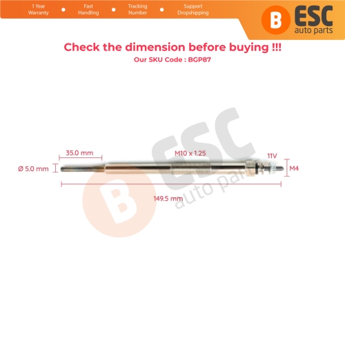 1 Piece Heater Glow Plug 11 Volt ME203539 for Mitsubishi Pajero Montero Shogun V60 V80 Canter 35 55