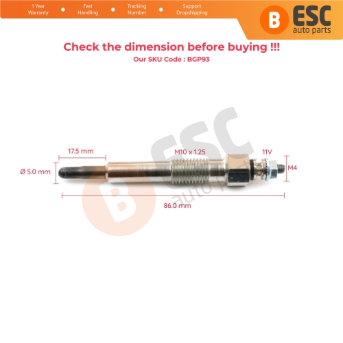 1 Piece Glow Plug Auxiliary Heater 94481972 for Opel Astra F Corsa Combo Vectra 11 Volt 1.7 1.5 Engine