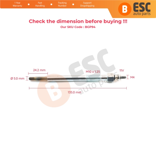 1 Piece Glow Plug Auxiliary Heater 11 Volt 7701057806 1214079 for Opel Renault Saab 3.0 Engine