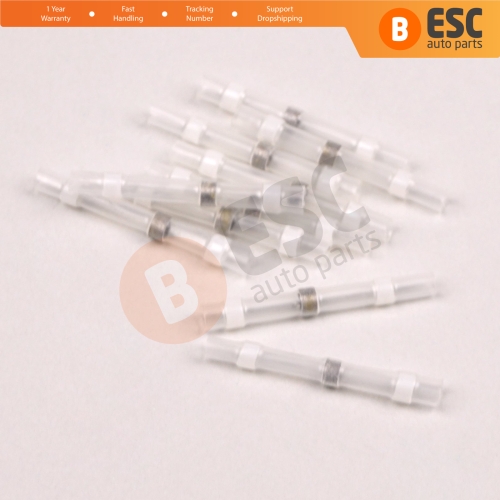 10 Pieces Heat Shrinkable Crimp Solder Sleeves Butt Connectors for 01 05 mm² Cable Transparent White Lenght24 mm