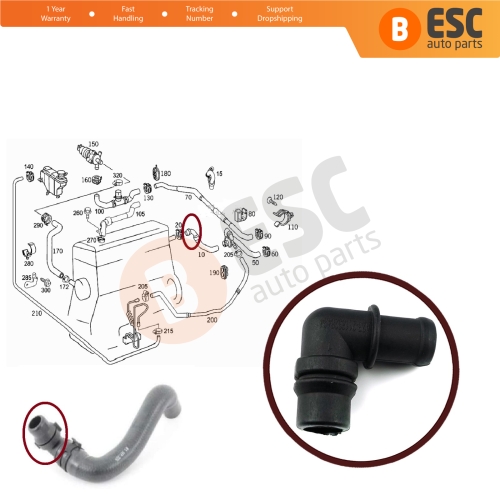 HVAC Air Conditioner Heater Hose Connector 2038300596 for Mercedes W203 A203 C203 CL203 CLK203