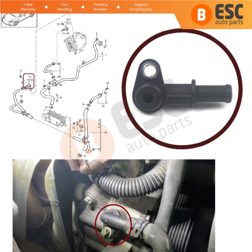 Water Cooling Alternator Hose Connection Piece Generator Neck Flange Bypass Line Adapter 94810646200 for Porsche Cayenne Panamera