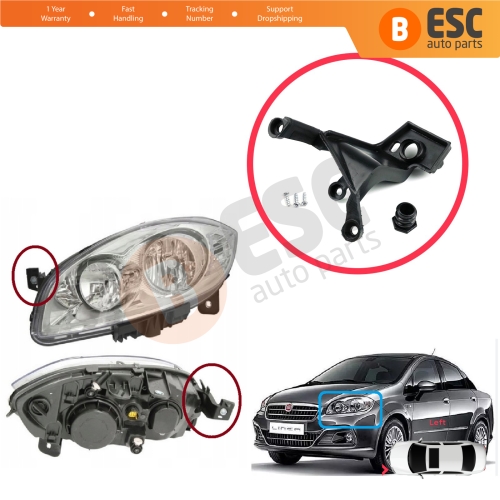 Headlight Holder Mount Repair Bracket Tab Set Left Side for Fiat Linea 323 110 2007-2018 51785219 51776318