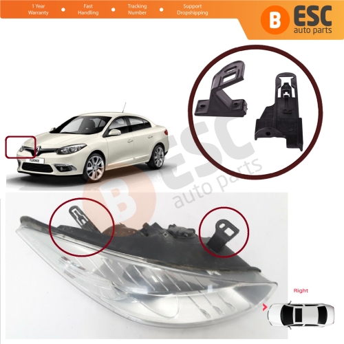 Headlight Holder Mount Repair Bracket Tab Set Right Side for Renault Fluence L3 L30 2009-2020 260601089R