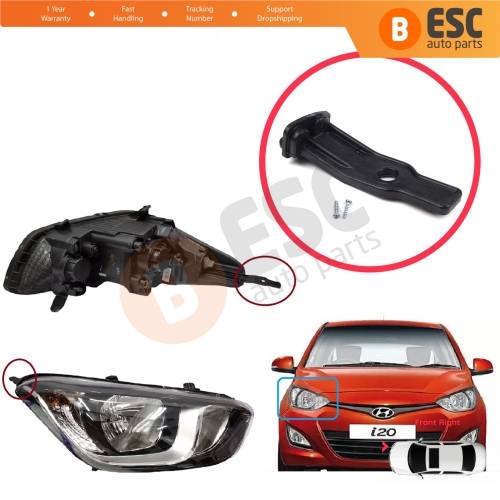 Headlight Holder Mount Repair Bracket Tab Set Right Side for Hyundai I20 MK1 PB Facelift 2012-2015 921021J570