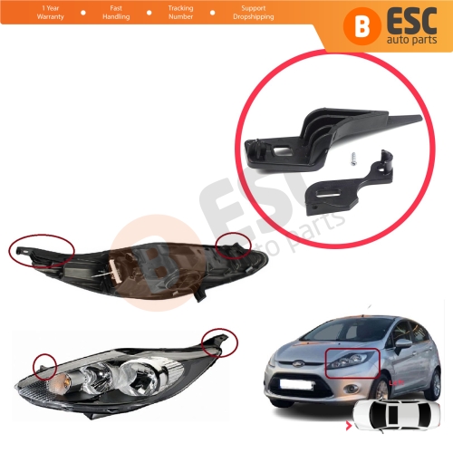 Headlight Holder Mount Repair Bracket Tab Set Left Side for Ford Fiesta MK6 CB1 CCN B299 B409 2008-2013 8A6113W030