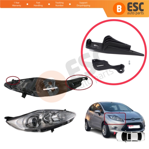 Headlight Holder Mount Repair Bracket Tab Set Right Side for Ford Fiesta MK6 CB1 CCN B299 B409 2008-2013 8A6113W029