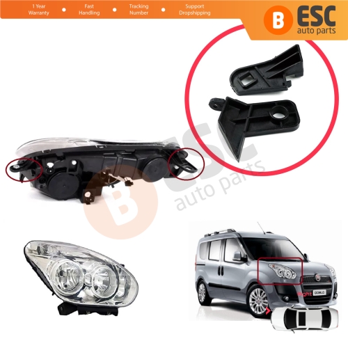 Headlight Holder Mount Repair Bracket Tab Set Right Side for Fiat Doblo MK2 263 2010-2014 Pre-Facelift 51810671