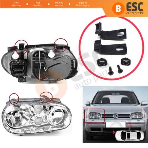 Headlight Holder Mount Repair Bracket Tab Set Right Side for VW Golf MK4 A4 1J HB Sedan Estate 1997-2006 1J0998226