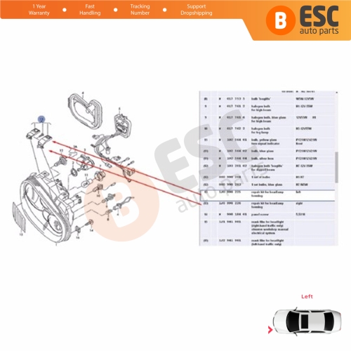 Headlight Holder Mount Repair Bracket Tab Set Left Side for VW Golf MK4 A4 1J HB Sedan Estate 1997-2006 1J0998225