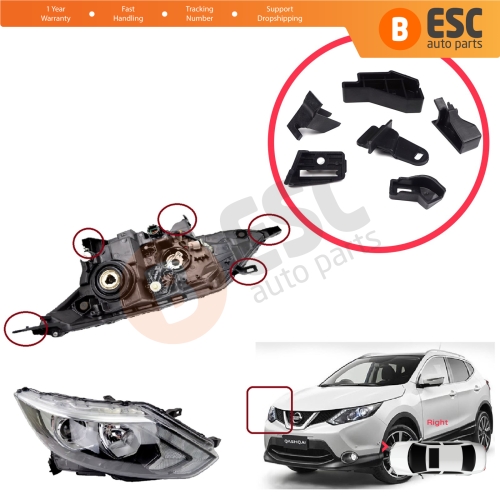 Headlight Holder Mount Repair Bracket Tab Set Right Side for Nissan Qashqai MK2 J11 2013-2021 260104EH0A