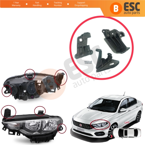 Headlight Holder Mount Repair Bracket Tab Set Left Side for Fiat Tipo 356 Egea 2015-On 50927927