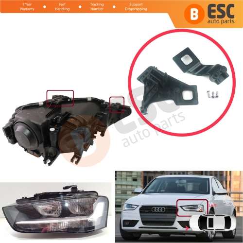 Headlight Holder Mount Repair Bracket Tab Set Left Side for Audi A4 RS4 8K2 B8.5 A5 S5 RS5 B8.5 8T0998121B