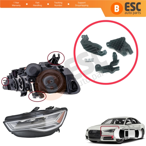 Headlight Holder Mount Repair Bracket Tab Set Left Side for Audi A6 C7 4G Avant Sedan A6L Allroad Quattro S6 4G0998121A