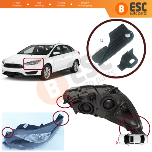 Headlight Holder Mount Repair Bracket Tab Set Left Side for Ford Focus C346 MK3 2010-2017 BM5113W030