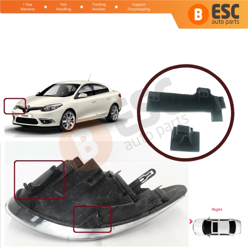 Headlight Holder Mount Repair Bracket Tab Set Right Side for Renault Fluence L3 L30 Z.E. 2009-2020 260101331R